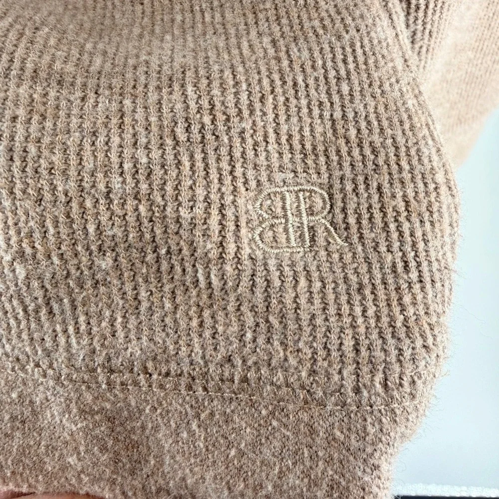 Banana Republic Mens Tan Brown Ribbed Knit Quarter Zip Sweater Large BR Logo